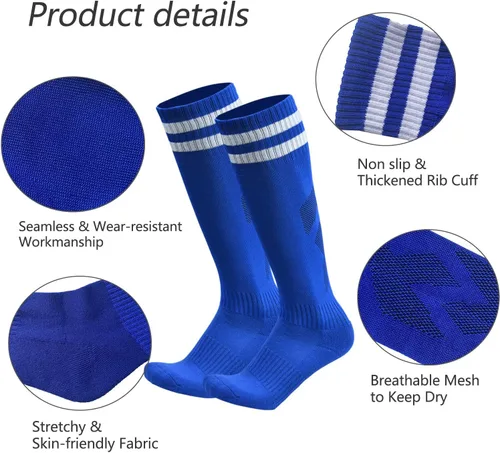 Vista 3 de Ultrafun 6 pares de calcetines de fútbol de compresión de color elástico hasta la rodilla, calcetines atléticos de fútbol para hombres, mujeres