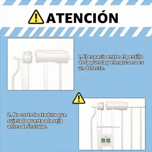 Vista 7 de ALLAIBB - Puerta de seguridad extra ancha de montaje a presión para bebés, autocierre, de metal blanco para niños, perros y mascotas, con pasillo