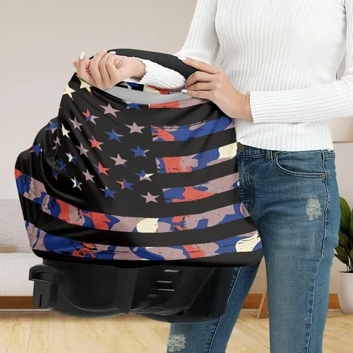 Vista 5 de Fundas de asiento de coche con bandera americana, diseño de camuflaje, multiusos, resistente al viento, cubierta antipolvo, protección de Bandera