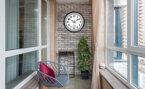 Vista 5 de JENLYSTIME Reloj de pared impermeable retro para interiores y exteriores 12 plata