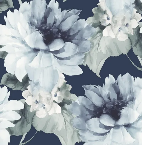 Vista 10 de NextWall Harry & Grace - Papel tapiz floral para despegar y pegar (ceniza y plata metálica)