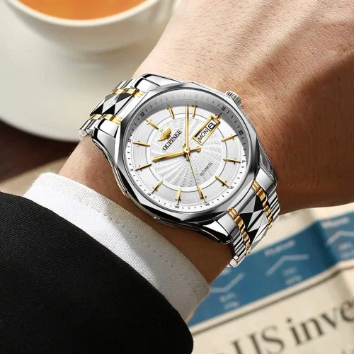 Vista 3 de OUPINKE Relojes de marca suiza para hombre, automáticos de cuerda automática, mecánico, doce caballeros, de lujo, negocios, 5 ATM, impermeable