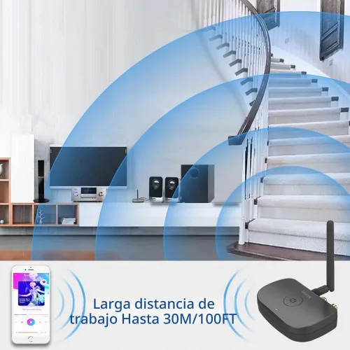 Vista 3 de Besign BE-RCA Receptor de música Bluetooth de largo alcance, adaptador de audio inalámbrico para altavoces con cable o sistema estéreo