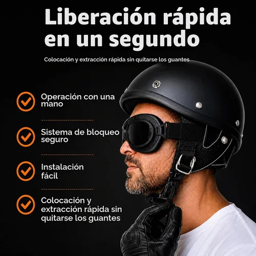 Vista 4 de Kit de hebilla de liberación rápida para casco, adaptador de correa de barbilla para casco de metal, compatible con casco clásico de anillos en D