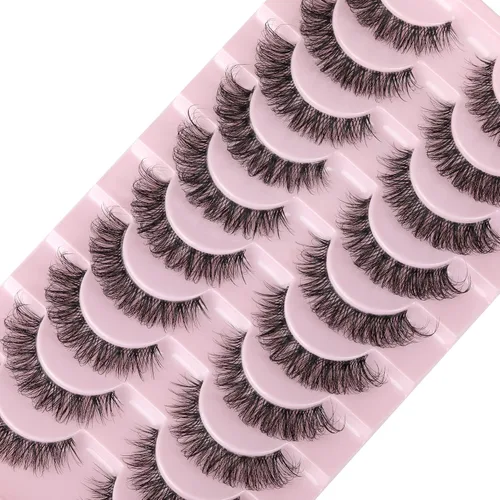 Vista 8 de Wispy Lashes Pestañas postizas de aspecto natural con pegamento de pestañas, kit de pestañas de ojo de gato, extensión de pestañas con pegamento