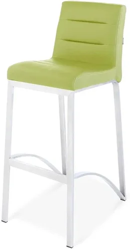Vista 4 de ZURI Modern Lynx - Taburete de bar suave de cuero sintético verde lima, acero inoxidable cepillado