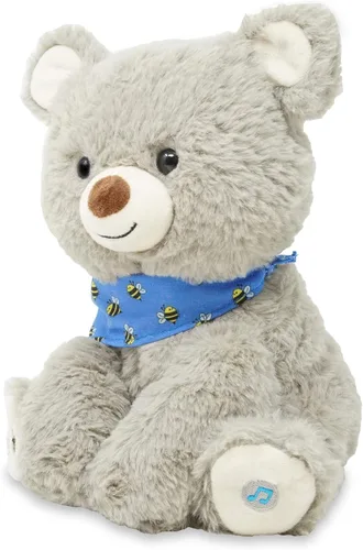 Vista 8 de Cuddle Barn My Bear Coby - Animal de peluche animado de oso de peluche, canto gris de 11 pulgadas