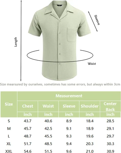 Vista 5 de COOFANDY Camisa de manga corta con botones para hombre, ajuste holgado, estilo cubano, para playa
