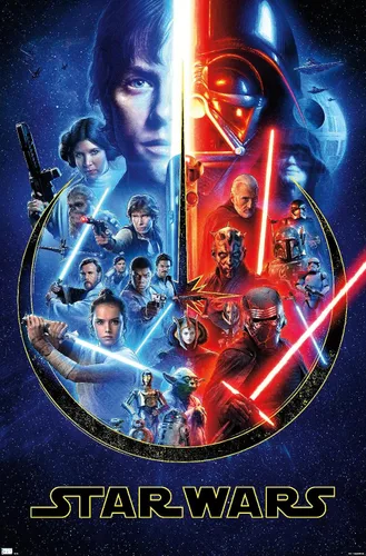 Vista 9 de Trends International Star Wars: Saga - Póster de pared Skywalker Saga, 22.4 pulgadas de largo x 14.7 pulgadas, versión enmarcada de madera de granero