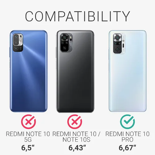 Vista 6 de kwmobile Funda compatible con Xiaomi Redmi Note 10 Pro - Funda transparente Funda suave delgada flexible protectora TPU teléfono cubierta