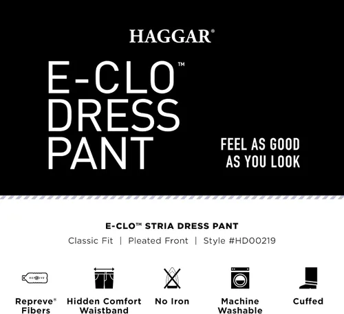 Vista 5 de Haggar E-clo Repreve Stria - Pantalón de vestir plisado frontal para hombre