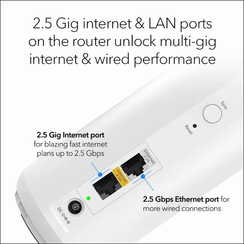 Vista 3 de NETGEAR Orbi Serie 370 Sistema de malla WiFi 7 de doble banda para el hogar (RBE372) - Router inalámbrico (sin módem) + 1 extensor, características