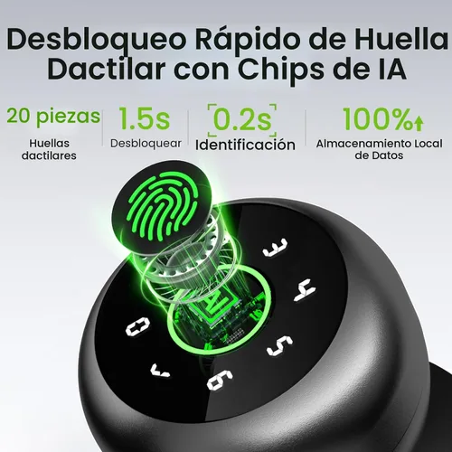 Vista 3 de GHome Smart - Cerradura de puerta de huellas dactilares inteligente, perilla de puerta de huellas dactilares inteligente 4 en 1 con teclado, control