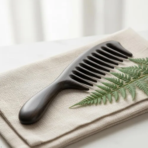 Vista 6 de Louise Maelys - Peine de dientes anchos de sándalo negro para cabello rizado Black Sandalwood Wide Tooth Comb For Detangling Curly, Thick Or Wavy