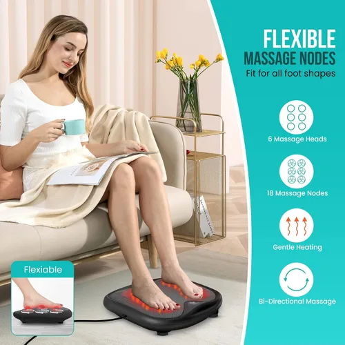 Vista 2 de Snailax Shiatsu masajeador de pies con calor, funda lavable, masajeador de amasado para pies y espalda, calentador de pies eléctrico, máquina