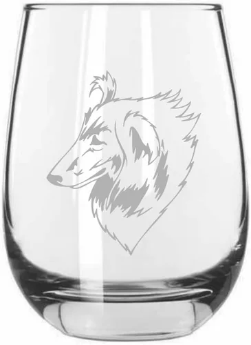 Vista 107 de Shar Pei (chino) - Vaso de vino sin tallo grabado para perro, 15.25 onzas