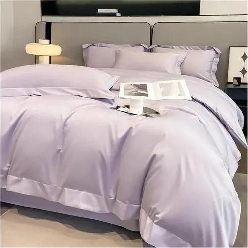Vista 2 de Bed, Bedding Sets Cotton Solid Color Double Twin 4 Piece Duvet Cover Set Flat Sheet Pillowcase