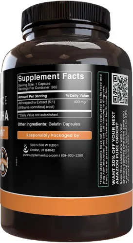 Vista 5 de PURE ORIGINAL INGREDIENTS Black Cohosh, Ashwagandha y Vitex Berry Capsule Bundle, 365 cápsulas cada una, siempre puro