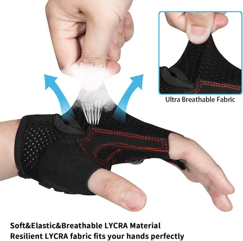 Vista 4 de MOREOK Guantes de ciclismo para hombres y mujeres almohadilla de gel transpirable antideslizante de 0.197in Guantes de ciclismo de medio dedo