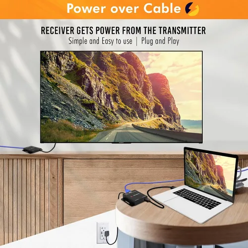 Vista 3 de J-Tech Digital Extensor HDMI a través de Ethernet único Cat5e/6/7 1080P hasta 1080P 160 pies Soporte PoC 3D Audio Digital, funciona con computadora