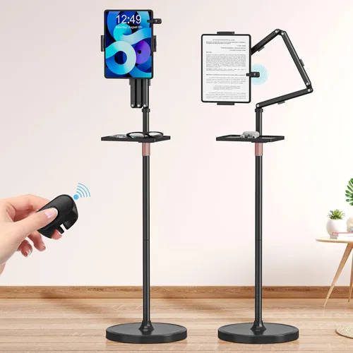 Vista 8 de Houele Soporte de Piso para Tableta con Bandeja Extraíble, Soporte de Piso para iPad para Cama, Soporte de Tableta de Altura Ajustable Porta iPad