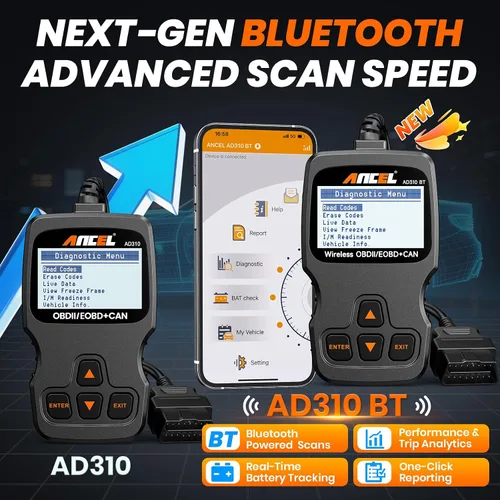Vista 2 de ANCEL AD310BT Escáner OBD2 Bluetooth (Actualizado) - Lector de códigos del motor, escáner automotriz con aplicación premium para iOS y Android