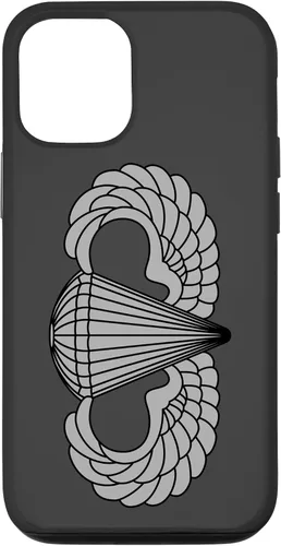 Vista 27 de Insignia básica de paracaidista para iPhone 14, alas de salto aerotransportadas, funda gris