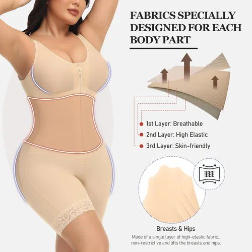 Vista 2 de M MYODRESS Fajas Colombianas Moldeadora Faja Control de Abdomina Faja Body Shaper Post Cirugía Prenda de Compresión Levantador de Culos Fajas