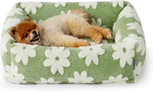 Vista 13 de LE SURE Bonita cama para perros y gatos pequeños, camas lavables para cachorros, acogedor sofá ortopédico rectangular para mascotas con felpa