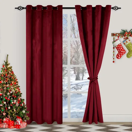 Vista 34 de XWZO Cortinas de terciopelo azul de 63 pulgadas de largo, elegantes cortinas de lujo suaves para sala de estar, aislamiento térmico, oscurecimiento