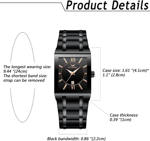 Vista 7 de Avaner Reloj cuadrado de acero inoxidable para hombre