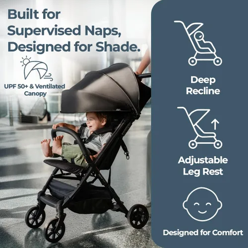 Vista 4 de Inglesina Quid 2 - Cochecito de viaje ligero ultra compacto, para bebés y niños pequeños, asiento reclinable, plegable, toldo plegable, 3 meses - 50