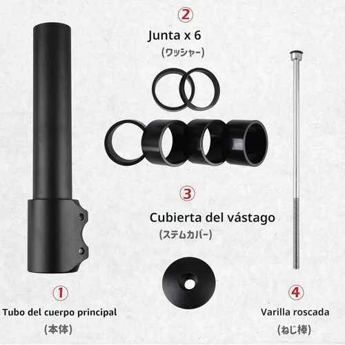 Vista 4 de Azarxis Bike Fork Stem Bicycle Extender Handlebar Riser Adaptor Aluminium Alloy Head up Adapter Flexible Easy Installation for 1-1/8 Inch 28.6 mm