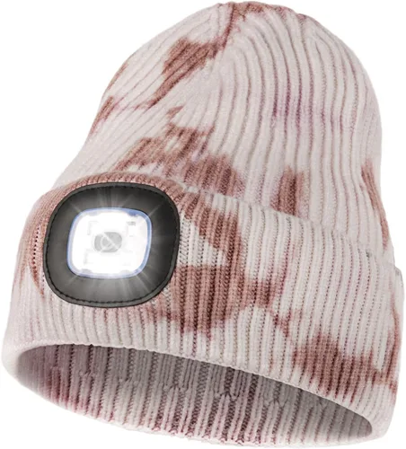 Vista 28 de MELASA Gorro unisex con luz, recargable por USB, manos libres, gorro LED, regalos de invierno para hombres Tinte amarillo albaricoque
