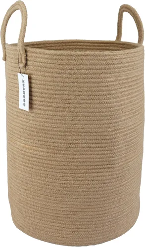 Vista 9 de XUANGUO Cesta de cuerda de algodón negro para ropa sucia, cesta de almacenamiento tejida para sala de estar, dormitorio, cesta de cuerda alta