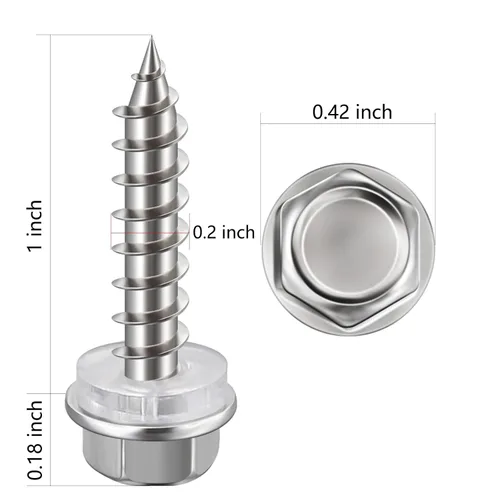 Vista 2 de WenSilon (250Pcs) #10x1 Tornillos Autorroscantes para Madera 410 Acero Inoxidable Cabeza Hexagonal Rápido Autorroscante