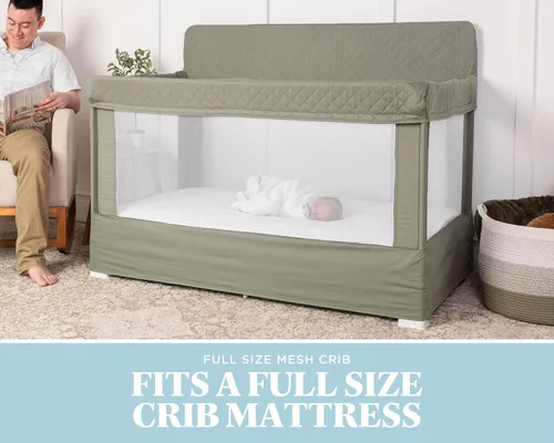 Vista 5 de Cuna de tamaño completo Baby Delight Lunaire Cuna transpirable de malla para bebé Cama para bebé con ensamblaje sin herramientas Tela 100%
