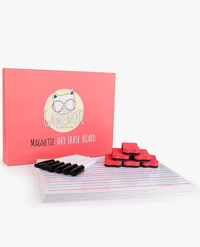 Vista 9 de GAMENOTE Paquete de 6 pizarras magnéticas de borrado en seco para niños, 9 x 12 pulgadas, de doble cara y pizarras blancas en blanco con marcadores