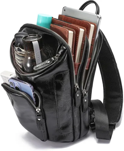 Vista 2 de LANNSYNE Bolso bandolera de cuero de grano completo vintage