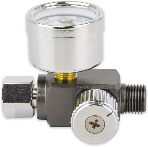 Vista 2 de Válvula reguladora de ajuste de aire con manómetro para pistolas pulverizadoras y herramientas neumáticas (1/4" NPS) (manómetro analógico)