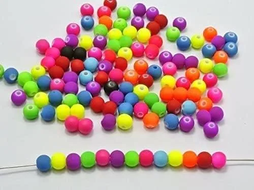 Vista 7 de 500 cuentas redondas acrílicas de neón fluorescentes mate mixtas de 0.24 pulgadas (color: rojo)
