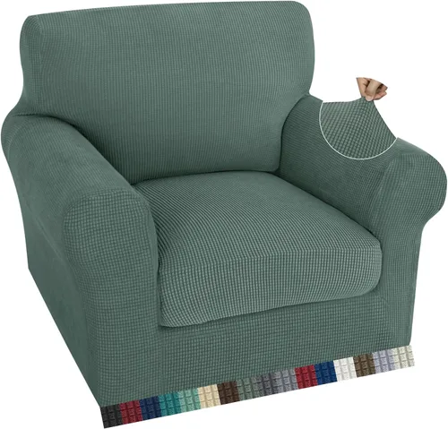 Vista 66 de ZNSAYOTX 2 fundas para sillas con brazos para sala de estar, súper suave, con funda de cojín de asiento, gruesa, duradera, mezcla de elastano, alta