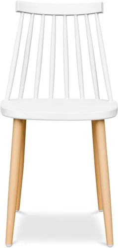 Vista 4 de Sillas de comedor de plástico de mediados de siglo de 18 pulgadas en blanco (juego de 4)