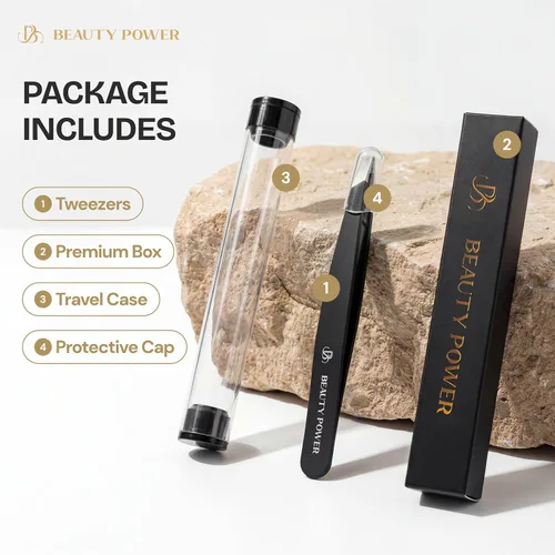 Vista 7 de Beauty Power Pinzas Inclinadas Profesionales de Ultra-Precisión para Cabello Facial de Mujer - Acero Inoxidable Alemán, Pinzas para Hombres