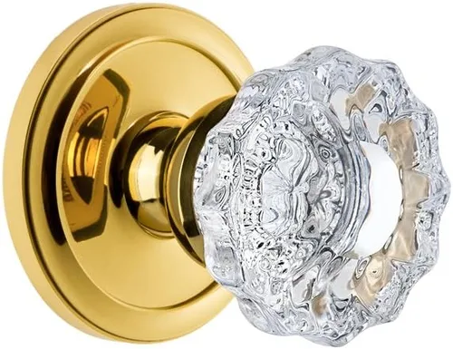 Vista 6 de Grandeur 820377 Roseta circular de privacidad con perilla de cristal Versalles en peltre antiguo, 2.375