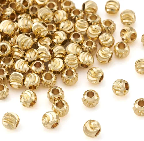 Vista 24 de Craftdady 50 cuentas redondas planas chapadas en oro de 18 quilates de latón galvanizado de 0.394 pulgadas para hacer joyas agujero: 0.059 pulgadas