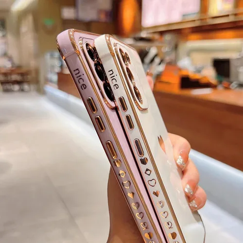 Vista 225 de phylla Funda de teléfono compatible con Samsung Galaxy A12 de 6.5 pulgadas, lindo corazón chapado en oro, elegante funda de lujo para mujer