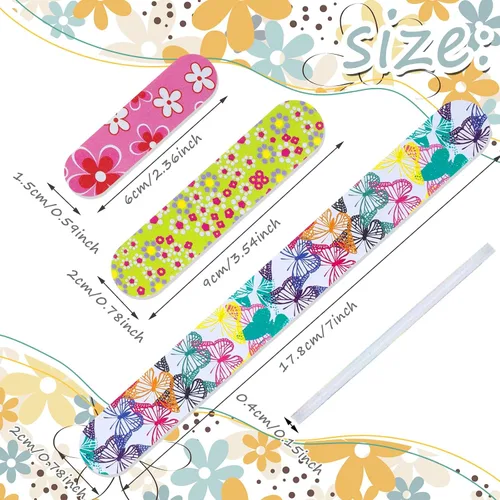 Vista 2 de 60 limas de uñas de verano, tablero de esmeril colorido, grano 150/150, mini limas de uñas a granel de doble cara, herramientas profesionales