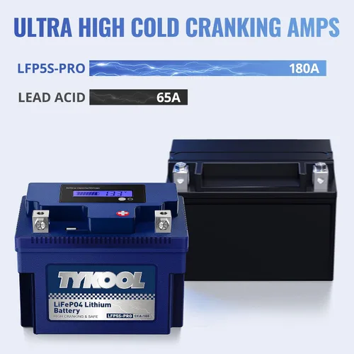 Vista 6 de TYKOOL YTZ5S - Batería de litio para motocicleta, 12,8 V, 3 Ah, 180 CCA LiFePO4, batería para deportes de motor para ATV, UTV, motos de nieve, moto