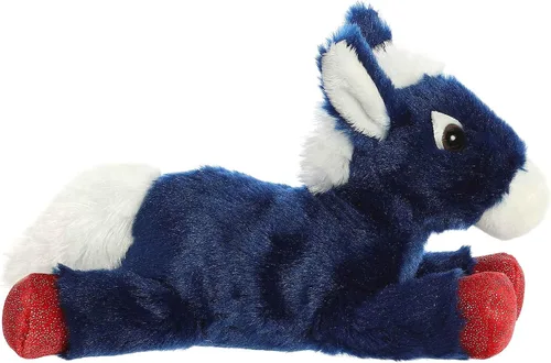 Vista 4 de Aurora® Adorable Mini Flopsie™ Animal de peluche de burro valiente, facilidad juguetona, compañeros atemporales, color azul, 8 pulgadas